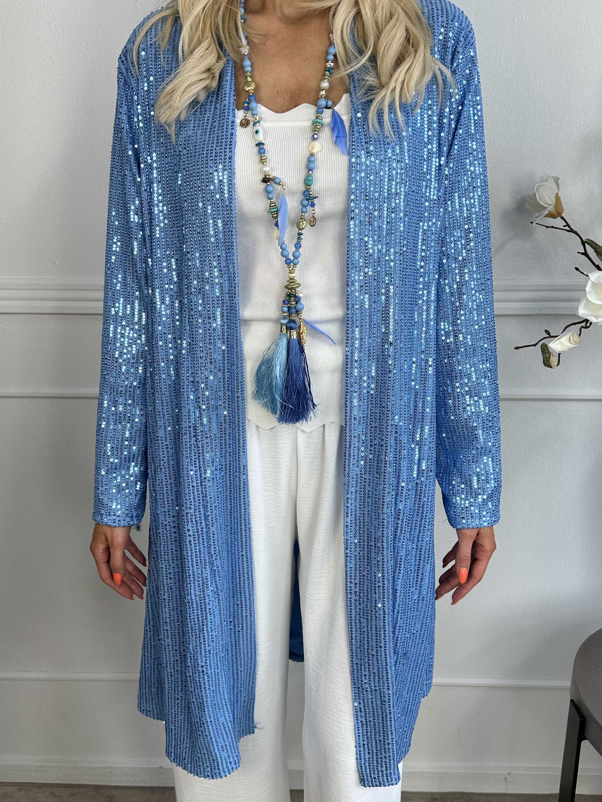 Rosa Glitter - Cardigan med pailletter